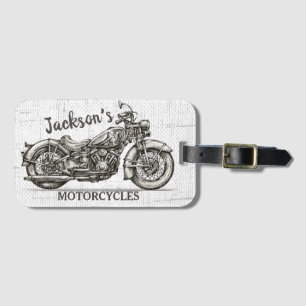Étiquette À Bagage Vintage Motocyclette NOM PERSONNALISÉ Garage pour 