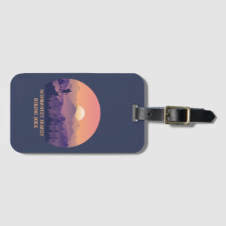 Étiquette À Bagage Vintage Mountain Forest Hiker's Sunset violet oran