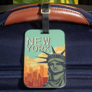 Étiquette À Bagage Vintage NEW YORK Skyline Statue de la Liberté