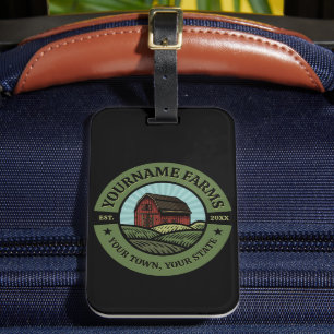 Étiquette À Bagage Vintage NOM AJOUT DE L'Étanche Campagne Agricole