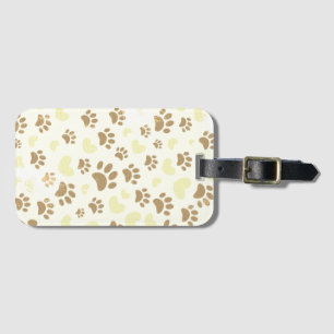 Étiquette À Bagage Vintage Séphia Chien Déchiré Empreintes de pattes 