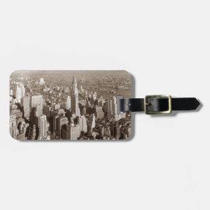Étiquette À Bagage Vintage Sepia Tone New York