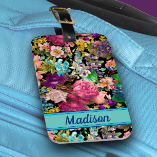 Étiquette À Bagage Vintage shabby chic rose noir rose motif