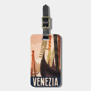 Étiquette À Bagage Vintage Venice Italie Gondola Travel