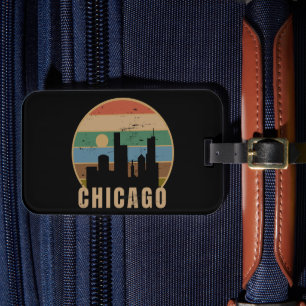 Étiquette À Bagage Vintage voyage Skyline Retro Chicago