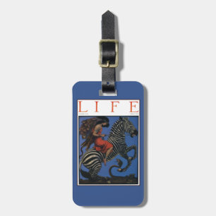 Étiquette À Bagage Vintage Zebra Art Nouveau Femme