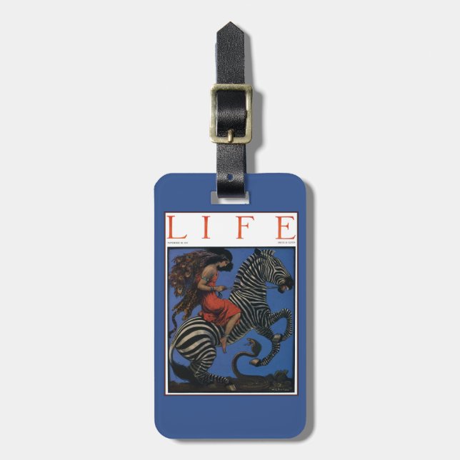 Étiquette À Bagage Vintage Zebra Art Nouveau Femme (Devant Vertical)