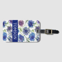 violet, fleurs de maïs bleues, aquarelle