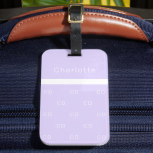Étiquette À Bagage Violet lavande monogramme initiales motif nom