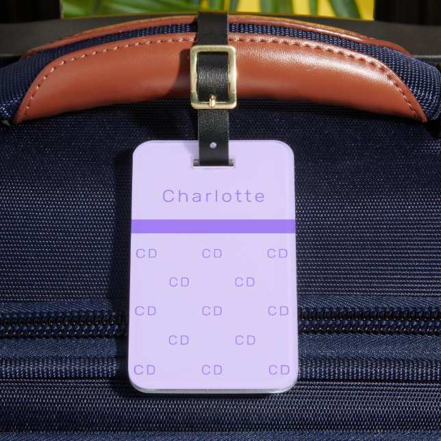 Étiquette À Bagage Violet lavande monogramme initiales nom élégant (Insitu Rectoal 2)