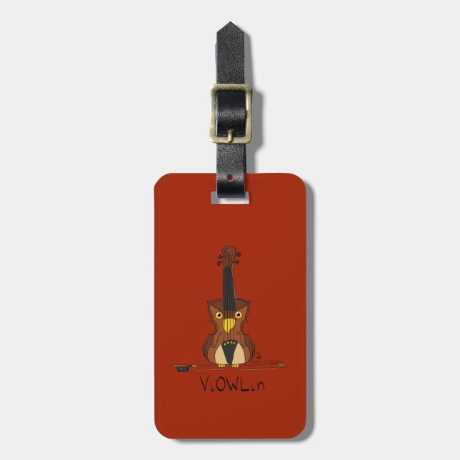 Étiquette À Bagage Violon Owl Cute Music Enseignant (Devant Vertical)