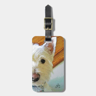 Étiquette À Bagage Visage de chien de Westie, vous regardant