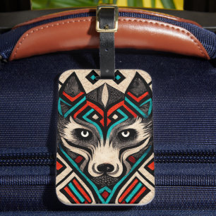 Étiquette À Bagage Visage de loup aztèque