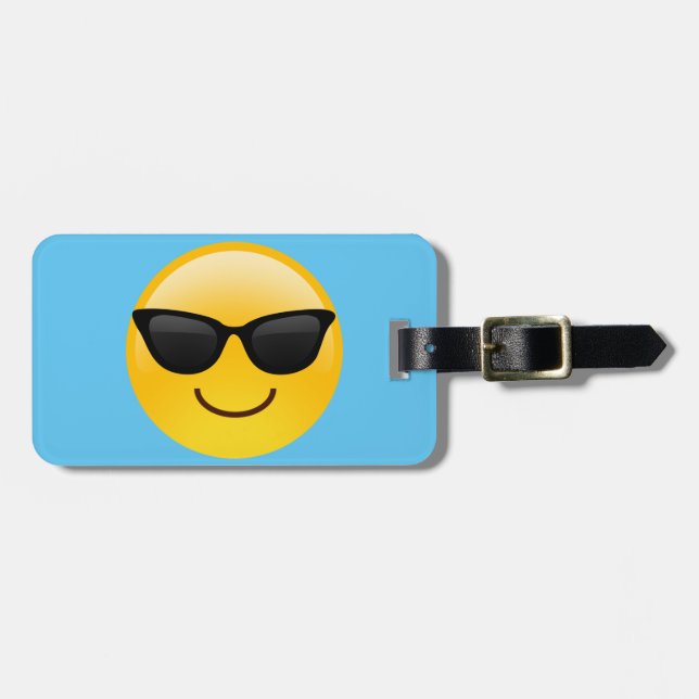 Étiquette À Bagage Visage de sourire avec des lunettes de soleil (Devant horizontal)