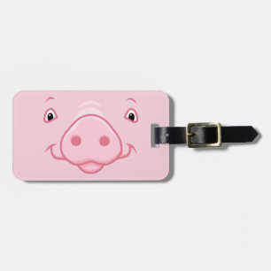Étiquette À Bagage Visage rose heureux mignon de porc