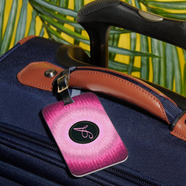 Étiquette À Bagage Vitrage abstrait texture.monogram. de rose de (Insitu Rectoal 1)