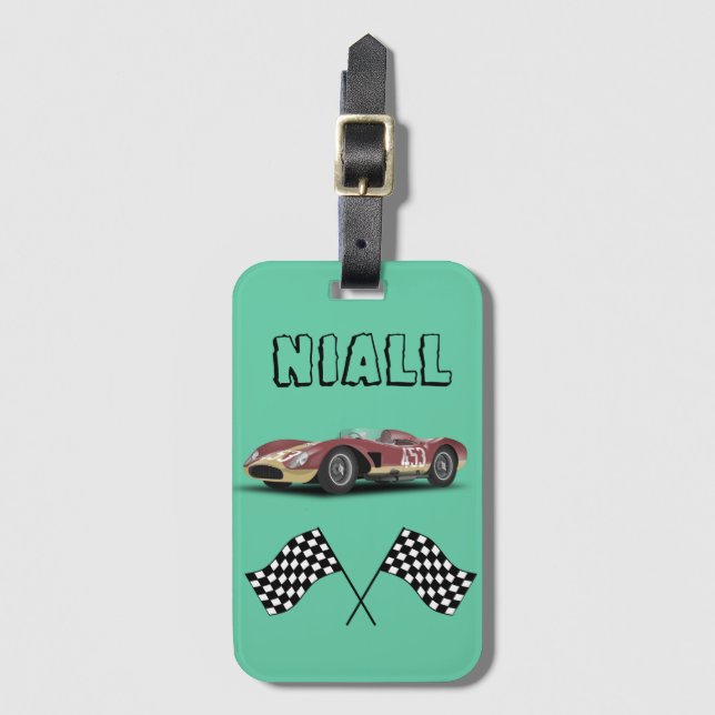 Étiquette À Bagage Voiture de course sportive personnalisée (Devant Vertical)