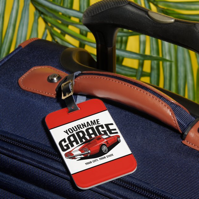Étiquette À Bagage Voiture Muscle Personnalisée 1967 Garage Fastback  (Insitu Rectoal 1)