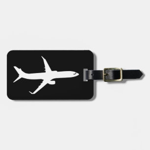 Étiquette À Bagage Vol blanc de silhouette d'avion de ligne à