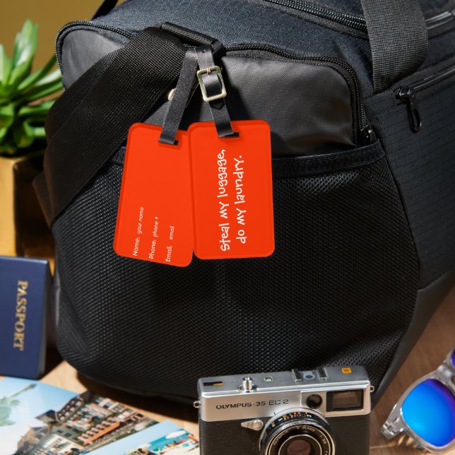 Étiquette À Bagage Voler mes bagages, faire ma lessive (Recto & Verso)