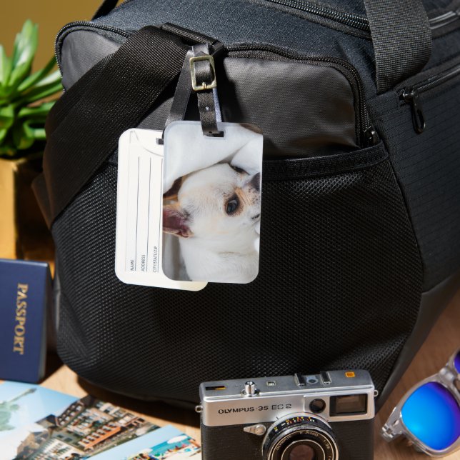 Étiquette À Bagage Votre chiot chien de compagnie photo personnalisée (Recto & Verso)