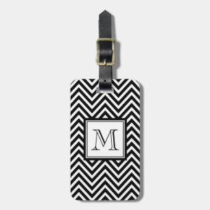 ÉTIQUETTE À BAGAGE VOTRE MONOGRAMME, CHEVRON NOIR