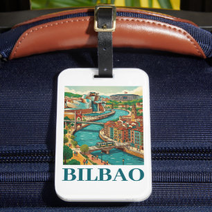 Étiquette À Bagage Voyage à Bilbao Espagne - Architecture Colorée