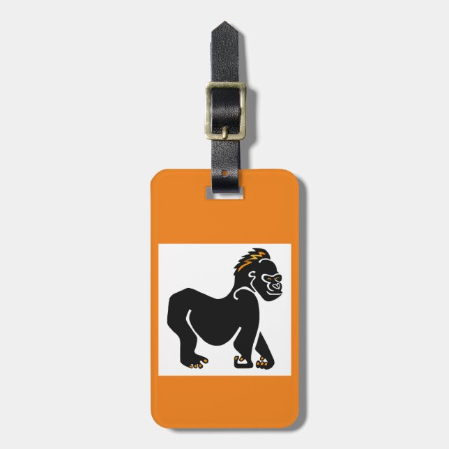 Étiquette À Bagage Voyage - Ape GORILLA - Primate - Faune - Orange (Devant Vertical)