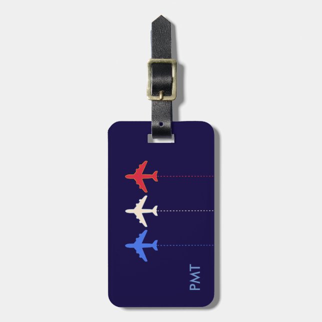 Étiquette À Bagage Voyage aux États-Unis en avion (Devant Vertical)