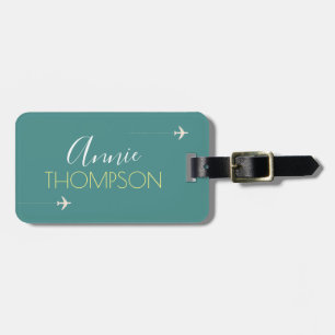 Étiquette À Bagage Voyage couleur Turquoise élégant personnalisé