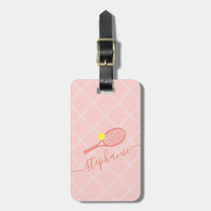 Étiquette À Bagage Voyage de Monogramme de tennis rose personnalisé