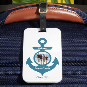 Étiquette À Bagage Voyage en famille de croisière personnalisé avec v