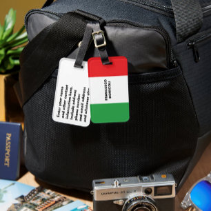 Étiquette À Bagage Voyage en Italie Drapeau italien Personnalisé