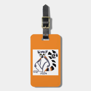 Étiquette À Bagage Voyage - LEMUR à queue cerclée - Faune - Orange