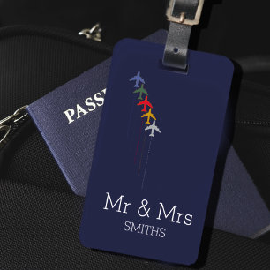 Étiquette À Bagage Voyage personnalisé de M. et Mme avion