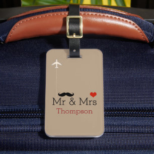 Étiquette À Bagage Voyage personnalisé de M. et Mme avion