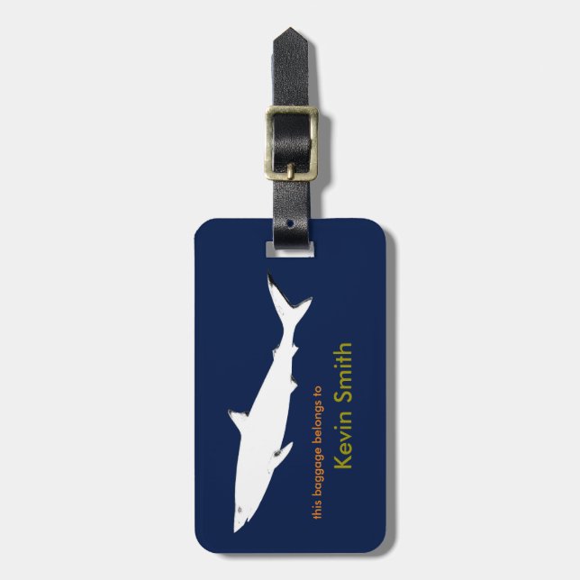 Étiquette À Bagage voyage personnalisé requin blanc (Devant Vertical)