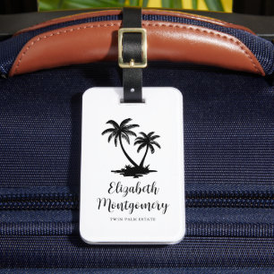 Étiquette À Bagage Voyage sur l'île aux palmiers tropicaux