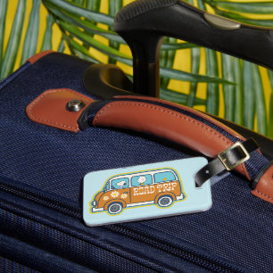 Étiquette À Bagage Voyage sur route   Peanuts Road Trip Van