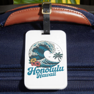 Étiquette À Bagage Voyage Vintage Minimal Honolulu Hawaï Aloha