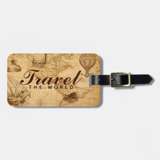 Étiquette À Bagage Voyagent la carte et la typographie vintages de