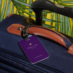 Étiquette À Bagage Voyages minimalistes en avion violet