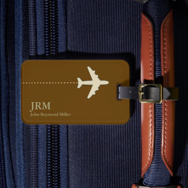 Étiquette À Bagage Voyageur d'avion Brown monogramme (Insitu Rectoal 4)