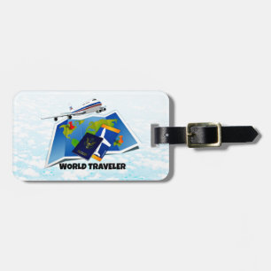 Étiquette À Bagage Voyageur du monde - Carte, passeport et billets