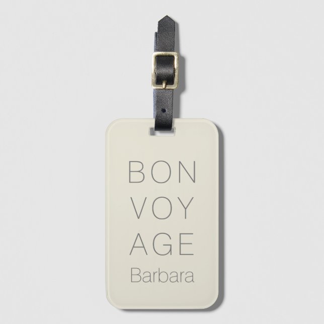 ÉTIQUETTE À BAGAGE VOYAGEUR MODERNE BON VOYAGE VANILLA CREAM (Devant Vertical)