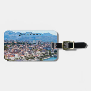 Étiquette À Bagage Vue aérienne de la ville divisée en front de mer, 