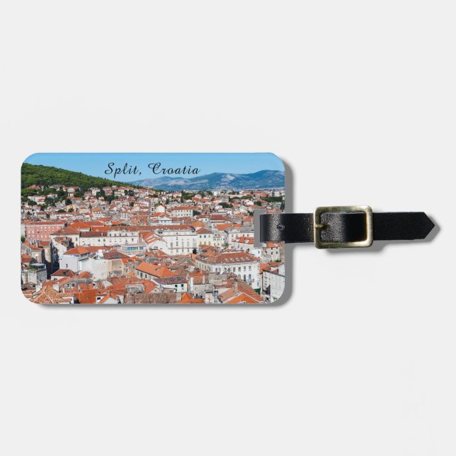 Étiquette À Bagage Vue aérienne sur la ville de Split - Dalmatie, Cro (Devant horizontal)