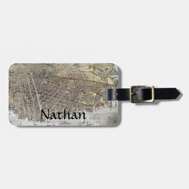 Étiquette À Bagage Vue de San Francisco, 1878 (Devant horizontal)