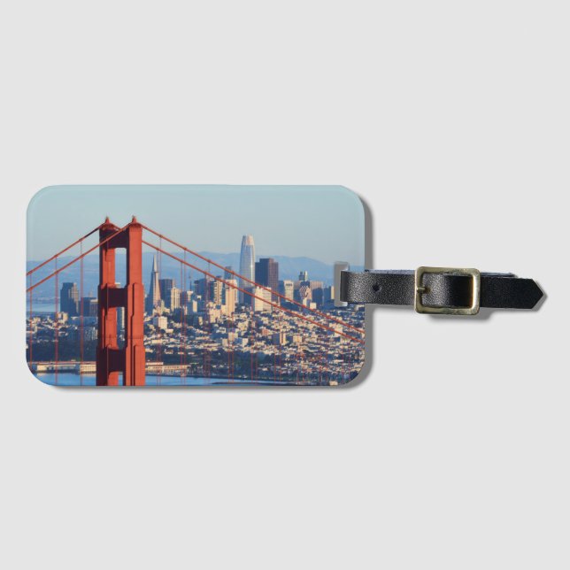 Étiquette À Bagage Vue de San Francisco par Golden Gate Bridge (Devant Horizontal)