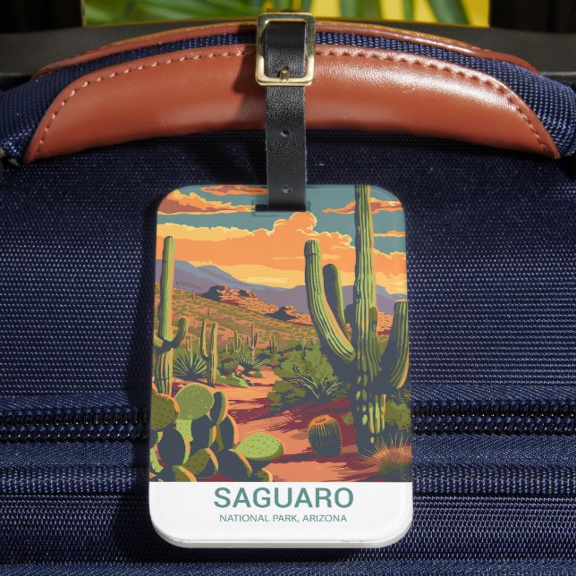 Étiquette À Bagage Vue Pittoresque du rétro Saguaro (Insitu Rectoal 2)